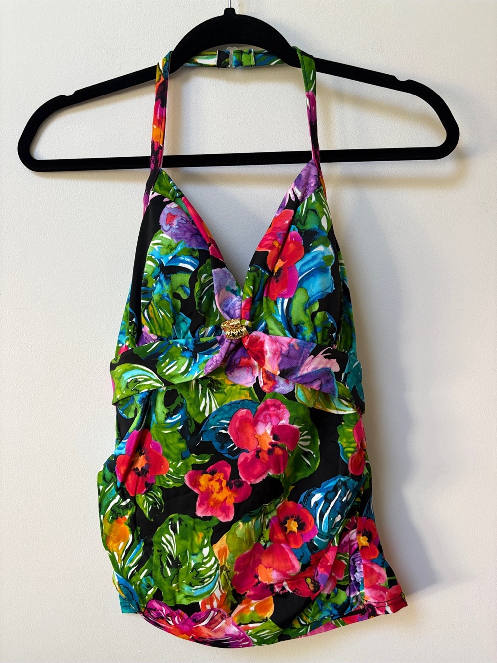 Caribbean Joe ARIA Mesh Fly Away Tankini Top,Size 10,NWT